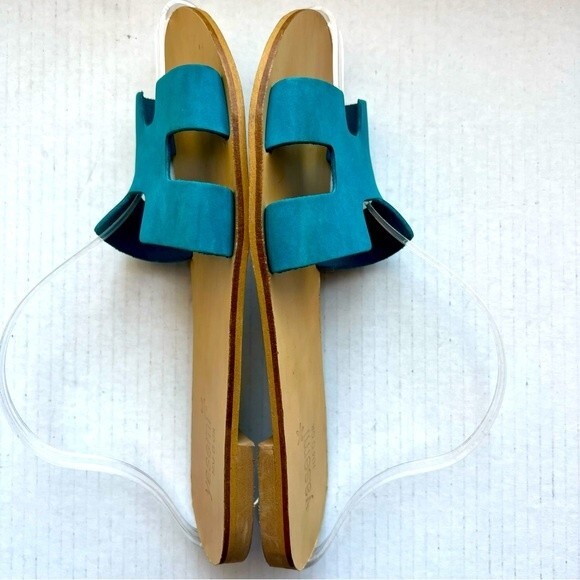 Yasemi Turquoise Teal Slip On Slide Flat H-Band Sandal Shoes Women’s EU 40 US 9 - Picture 3 of 15